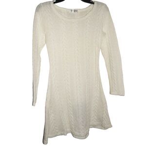 Moking Top women’s small white long sleeve cable knit mini sweater dress